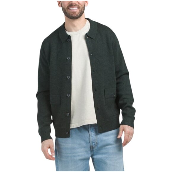 ROBERT BARAKETT Wool Bristol Texture Stitch Cardigan - Picture 1 of 2